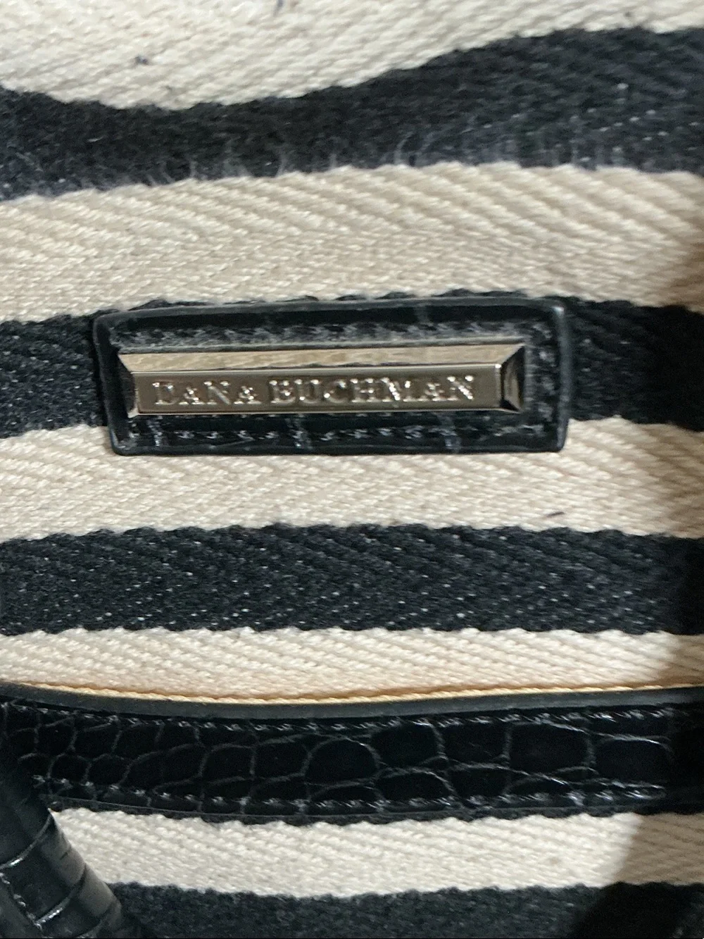 Dana Buchman Black White Straw Satchel Crossbody Bag Woven Top Handle Resort